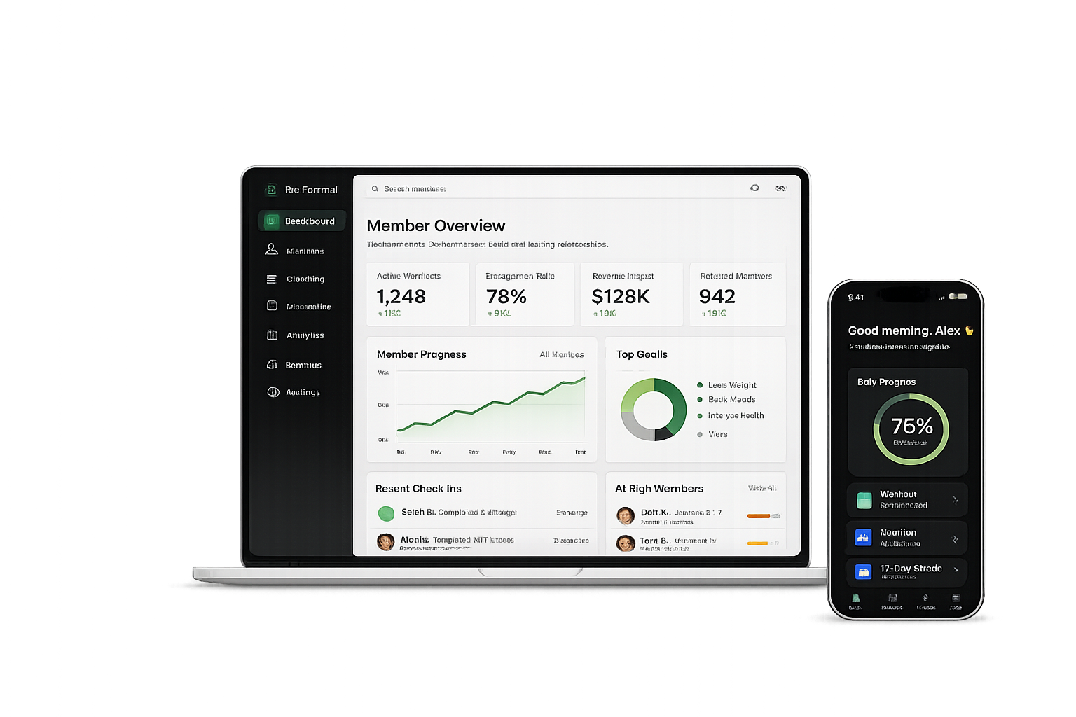 Coach dashboard and member mobile experience