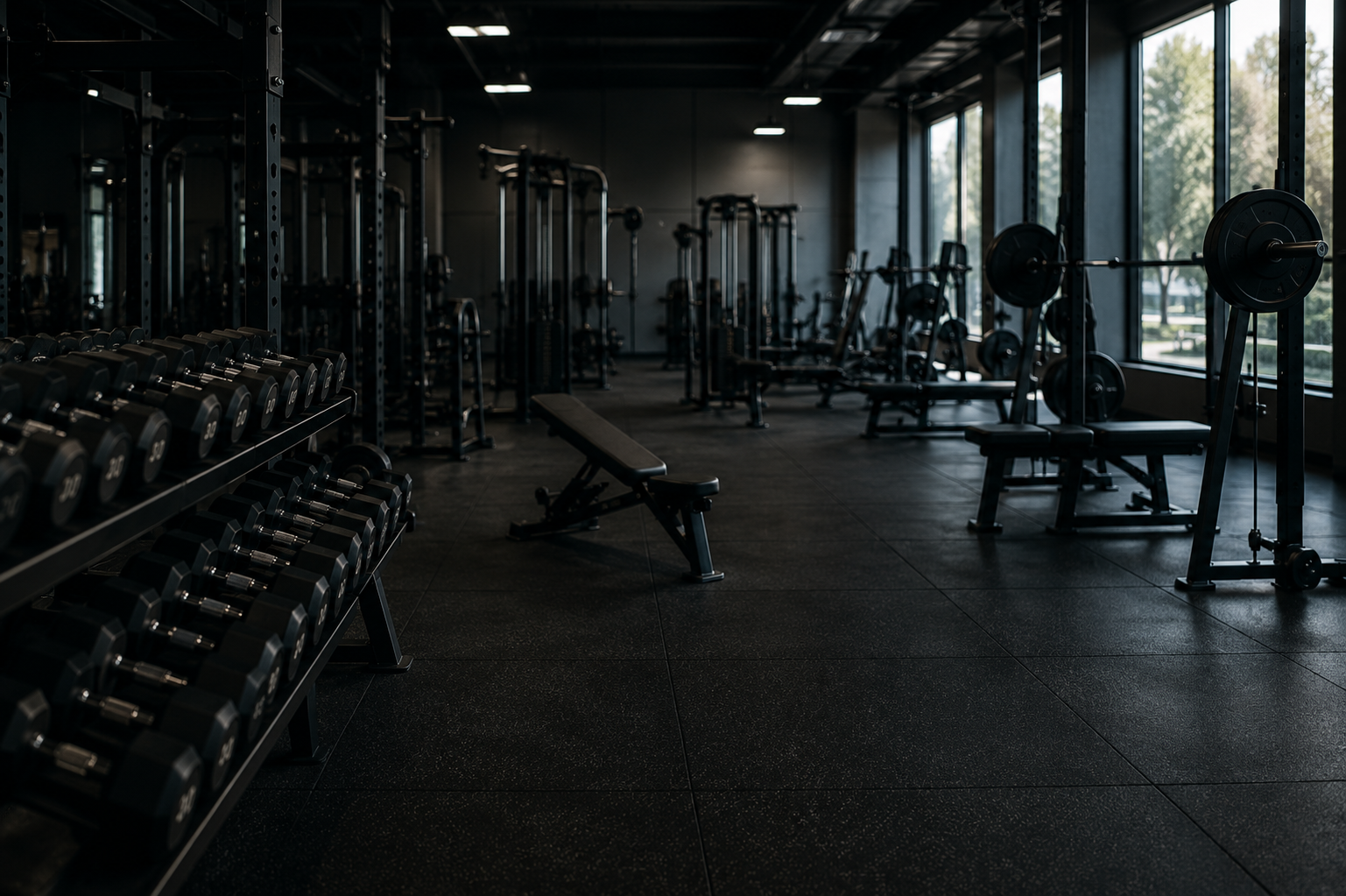 Empty gym equipment without active members