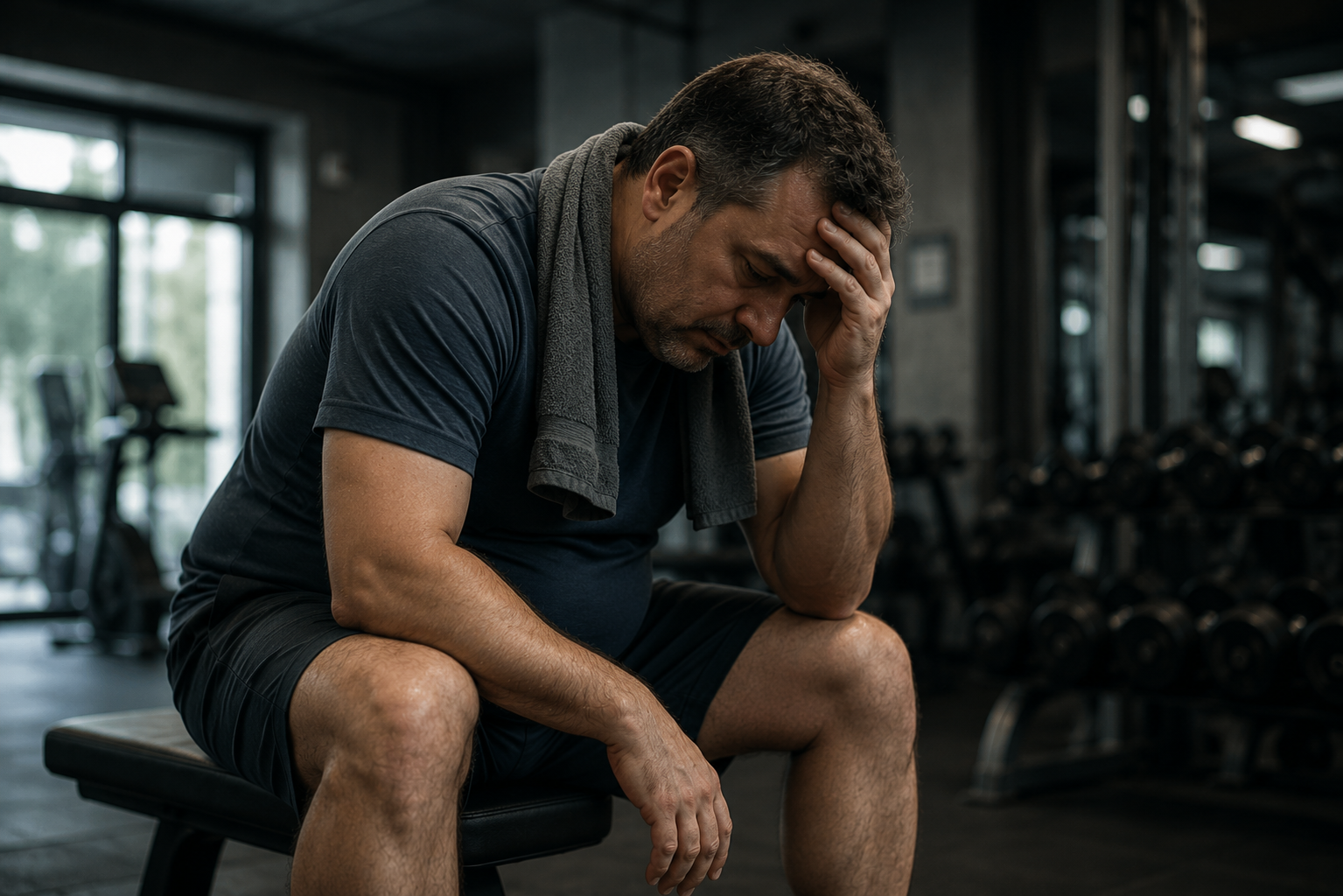 Member in a gym feeling discouraged